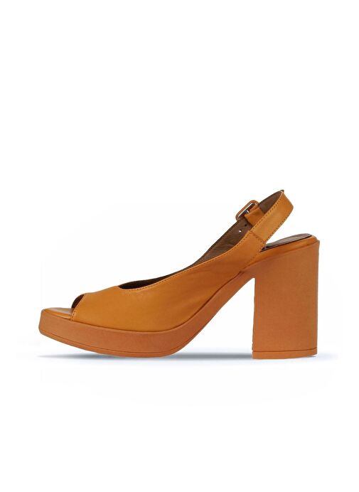 Bueno Shoes Turuncu Deri Kadın Topuklu Sandalet 01wy12300 - Görsel 5