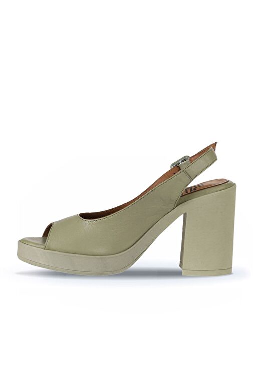 Bueno Shoes Haki Deri Kadın Topuklu Sandalet 01wy12300 - Görsel 5