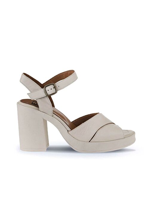 Bueno Shoes Krem Deri Kadın Topuklu Sandalet 01wy12301 - Görsel 2