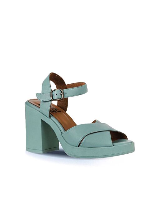 Bueno Shoes Yeşil Açık Deri Kadın Topuklu Sandalet 01wy12301 - Görsel 4