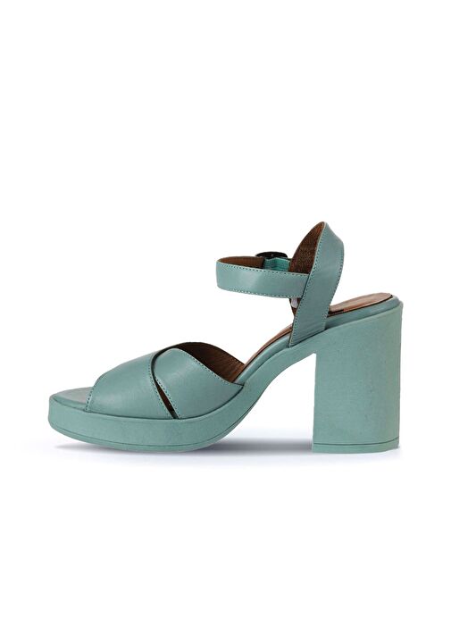 Bueno Shoes Yeşil Açık Deri Kadın Topuklu Sandalet 01wy12301 - Görsel 5