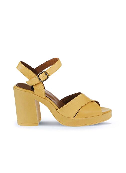 Bueno Shoes Sarı Deri Kadın Topuklu Sandalet 01wy12301 - Görsel 2