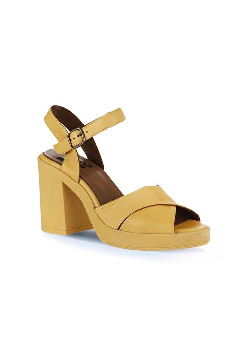 Bueno Shoes Sarı Deri Kadın Topuklu Sandalet 01wy12301 - Görsel 4