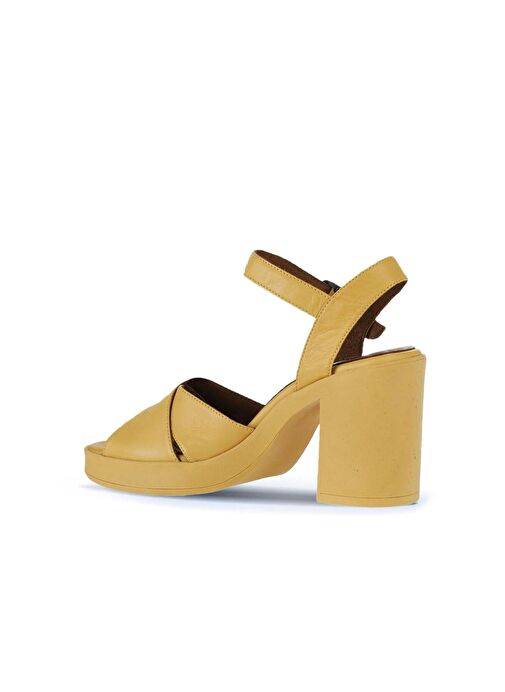 Bueno Shoes Sarı Deri Kadın Topuklu Sandalet 01wy12301 - Görsel 6