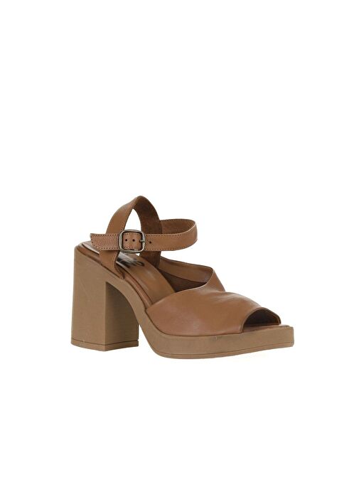 Bueno Shoes Kahverengi Deri Kadın Topuklu Sandalet 01wy12303 - Görsel 4