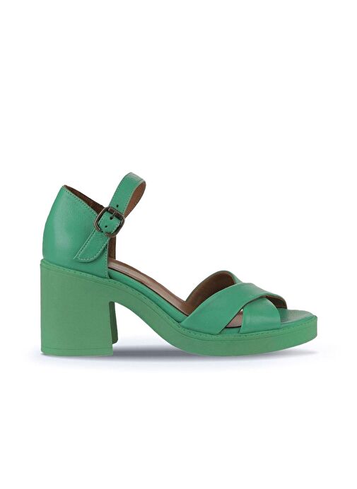 Bueno Shoes Yeşil Koyu Deri Kadın Topuklu Sandalet 01wy12501 - Görsel 3