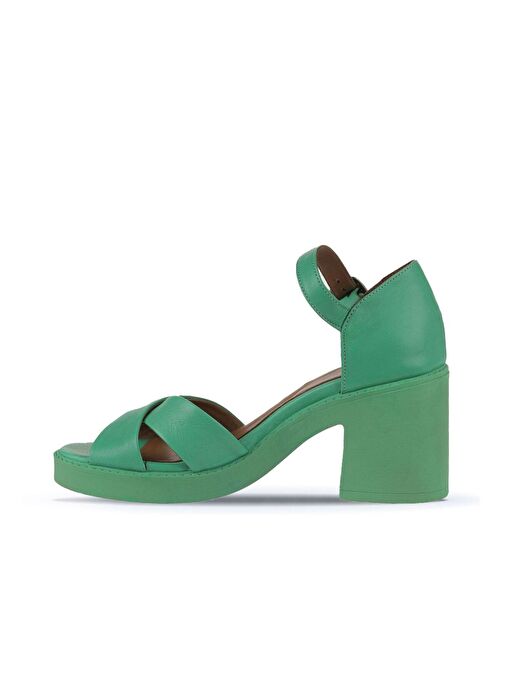 Bueno Shoes Yeşil Koyu Deri Kadın Topuklu Sandalet 01wy12501 - Görsel 5