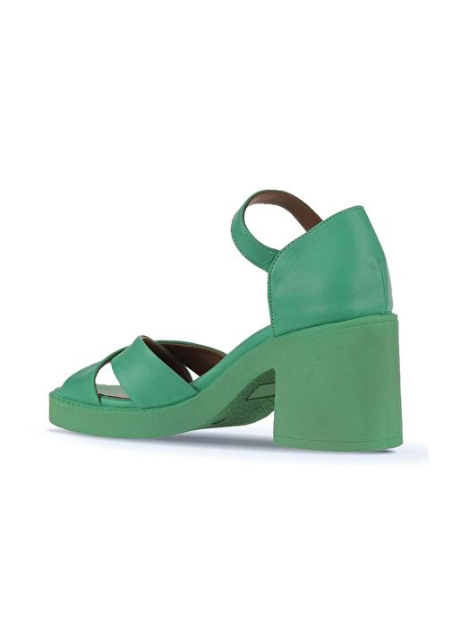 Bueno Shoes Yeşil Koyu Deri Kadın Topuklu Sandalet 01wy12501 - Görsel 6