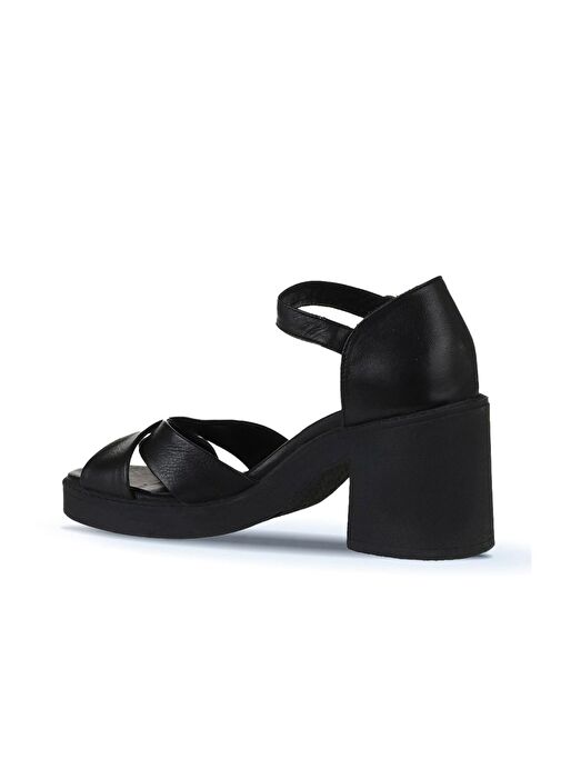 Bueno Shoes Siyah Deri Kadın Topuklu Sandalet 01wy12501 - Görsel 6