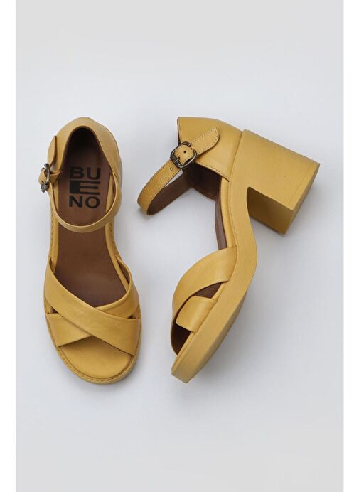 Bueno Shoes Sarı Deri Kadın Topuklu Sandalet 01wy12501 - Görsel 2