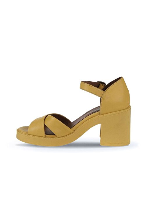 Bueno Shoes Sarı Deri Kadın Topuklu Sandalet 01wy12501 - Görsel 5