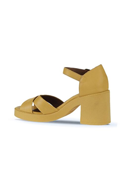 Bueno Shoes Sarı Deri Kadın Topuklu Sandalet 01wy12501 - Görsel 6
