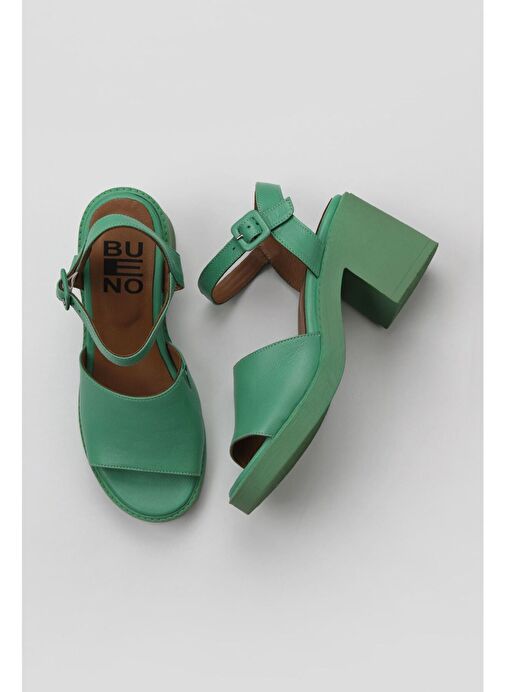 Bueno Shoes Yeşil Koyu Deri Kadın Topuklu Sandalet 01wy12502 - Görsel 2