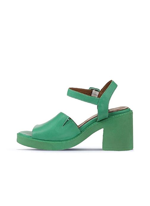 Bueno Shoes Yeşil Koyu Deri Kadın Topuklu Sandalet 01wy12502 - Görsel 5