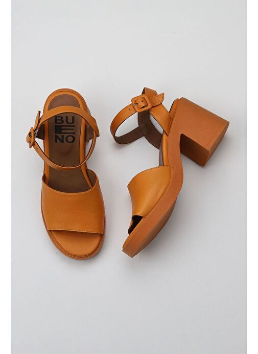 Bueno Shoes Turuncu Deri Kadın Topuklu Sandalet 01wy12502 - Görsel 2