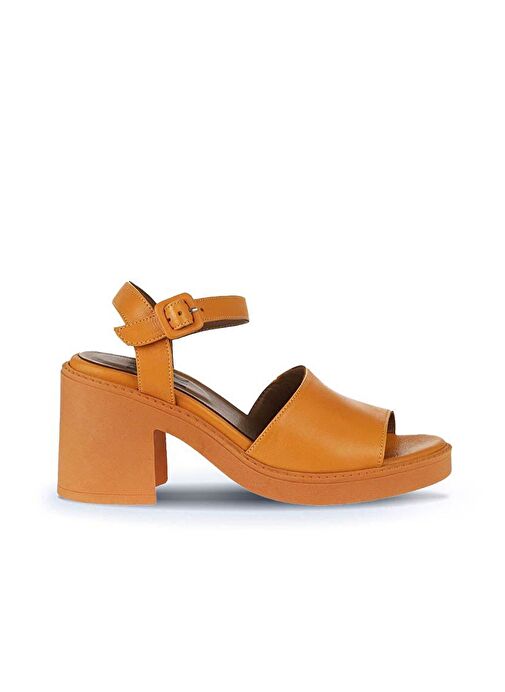 Bueno Shoes Turuncu Deri Kadın Topuklu Sandalet 01wy12502 - Görsel 3