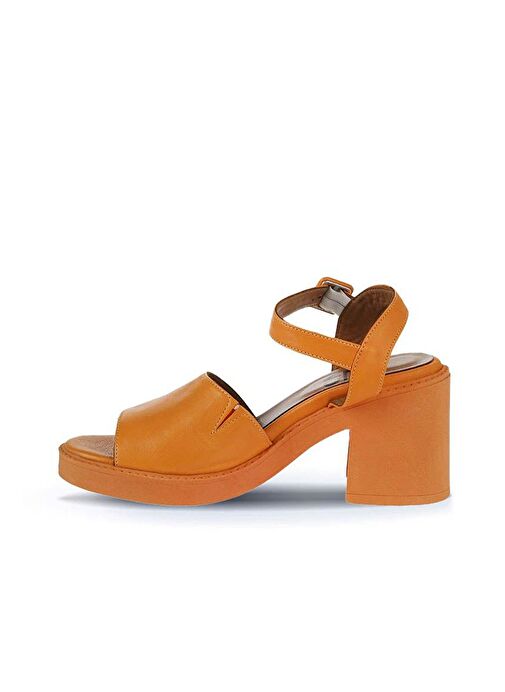 Bueno Shoes Turuncu Deri Kadın Topuklu Sandalet 01wy12502 - Görsel 5