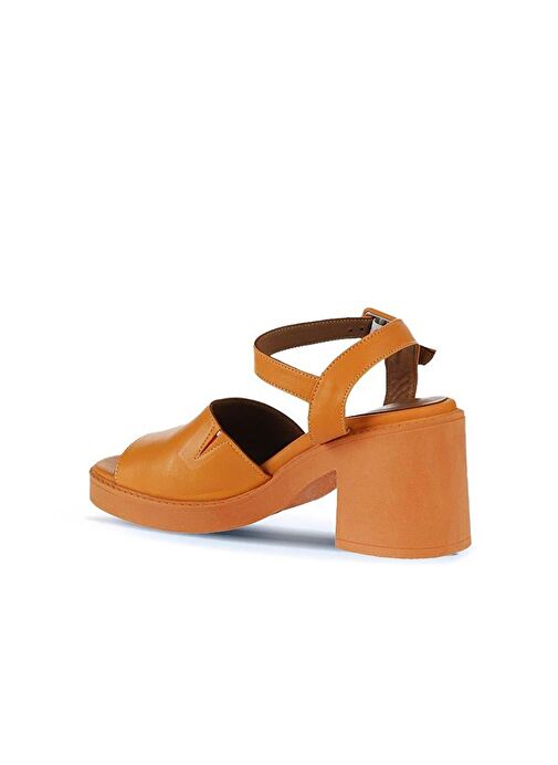 Bueno Shoes Turuncu Deri Kadın Topuklu Sandalet 01wy12502 - Görsel 6