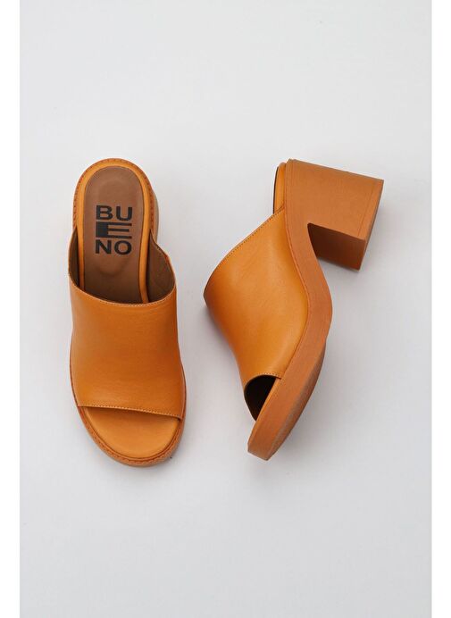 Bueno Shoes Turuncu Deri Kadın Topuklu Terlik 01wy12505 - Görsel 2