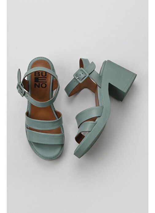 Bueno Shoes Yeşil Açık Deri Kadın Topuklu Sandalet 01wy12506 - Görsel 2