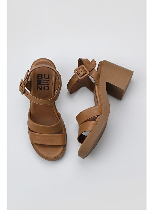 Bueno Shoes Taba Deri Kadın Topuklu Sandalet 01wy12506 - Görsel 2