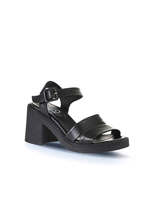 Bueno Shoes Siyah Deri Kadın Topuklu Sandalet 01wy12506 - Görsel 4