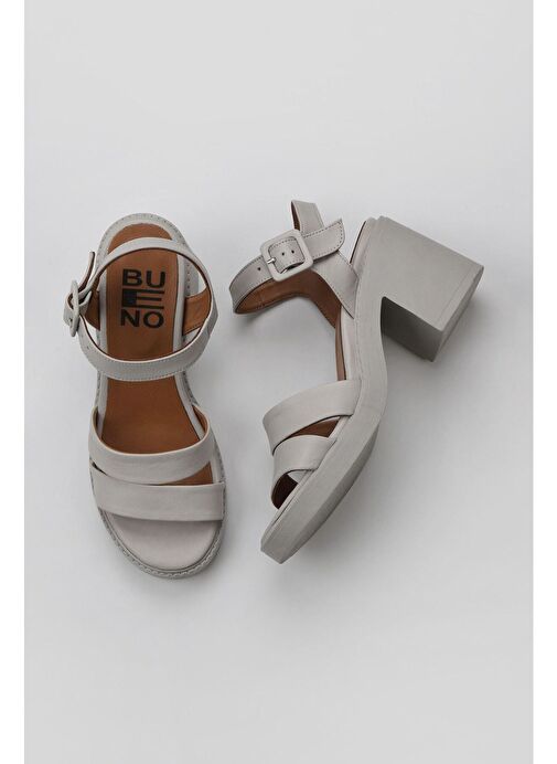 Bueno Shoes Ekru Deri Kadın Topuklu Sandalet 01wy12506 - Görsel 2