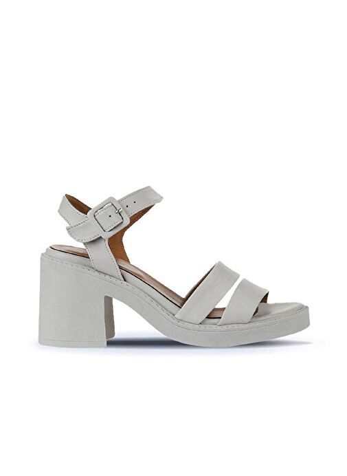 Bueno Shoes Ekru Deri Kadın Topuklu Sandalet 01wy12506 - Görsel 3