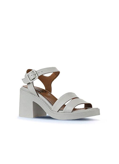 Bueno Shoes Ekru Deri Kadın Topuklu Sandalet 01wy12506 - Görsel 4