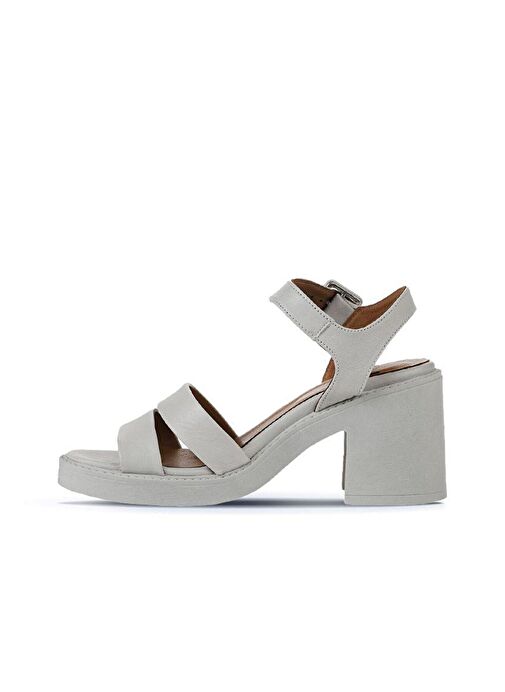 Bueno Shoes Ekru Deri Kadın Topuklu Sandalet 01wy12506 - Görsel 5