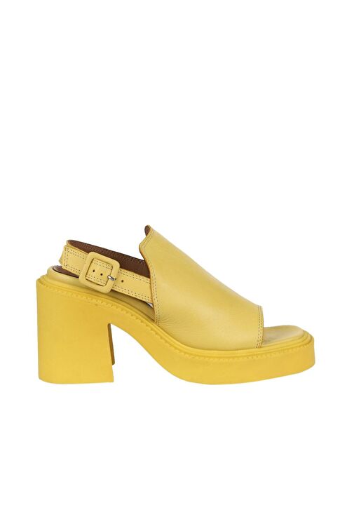 Bueno Shoes Sarı Deri Kadın Topuklu Sandalet 01wy12700 - Görsel 2