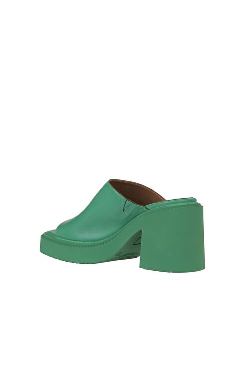 Bueno Shoes Yeşil Koyu Deri Kadın Topuklu Terlik 01wy12702 - Görsel 6