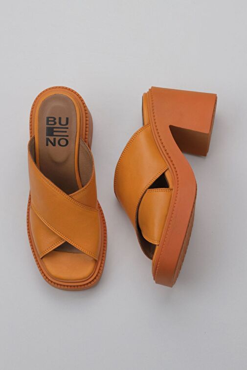 Bueno Shoes Turuncu Deri Kadın Topuklu Terlik 01wy12703 - Görsel 2