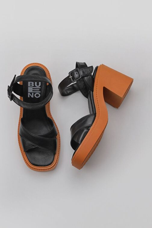 Bueno Shoes Siyah Deri Kadın Topuklu Sandalet 01wy12704 - Görsel 2
