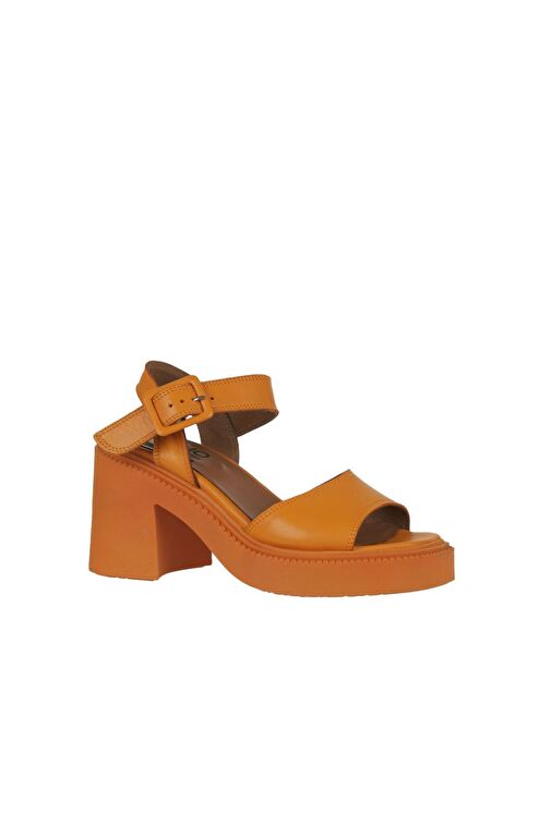 Bueno Shoes Turuncu Deri Kadın Dolgu Topuklu Sandalet 01wy12705 - Görsel 4