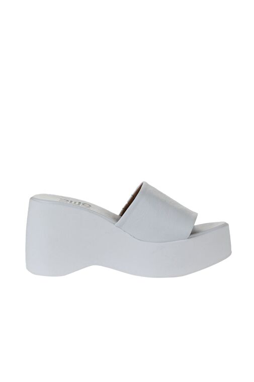 Bueno Shoes Beyaz Deri Kadın Dolgu Topuklu Terlik 01wy9000 - Görsel 3