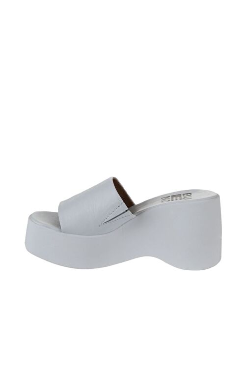 Bueno Shoes Beyaz Deri Kadın Dolgu Topuklu Terlik 01wy9000 - Görsel 5