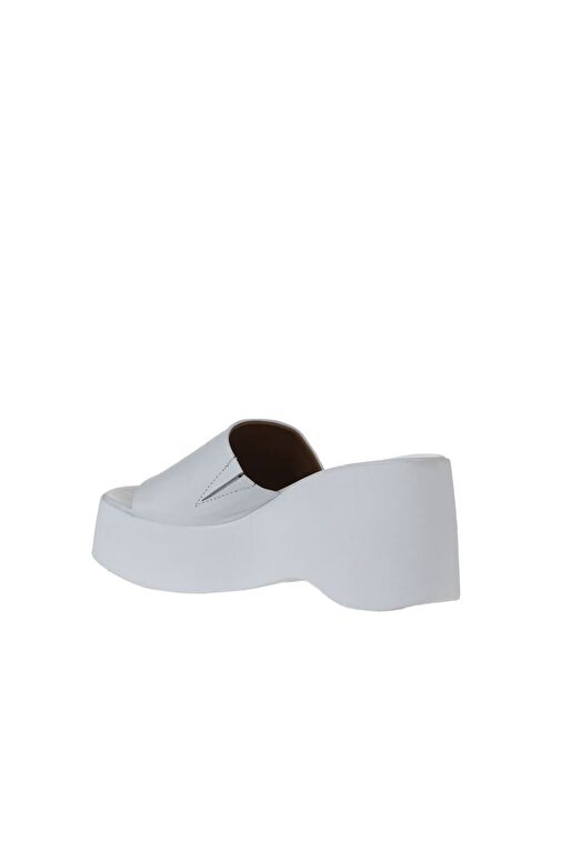 Bueno Shoes Beyaz Deri Kadın Dolgu Topuklu Terlik 01wy9000 - Görsel 6