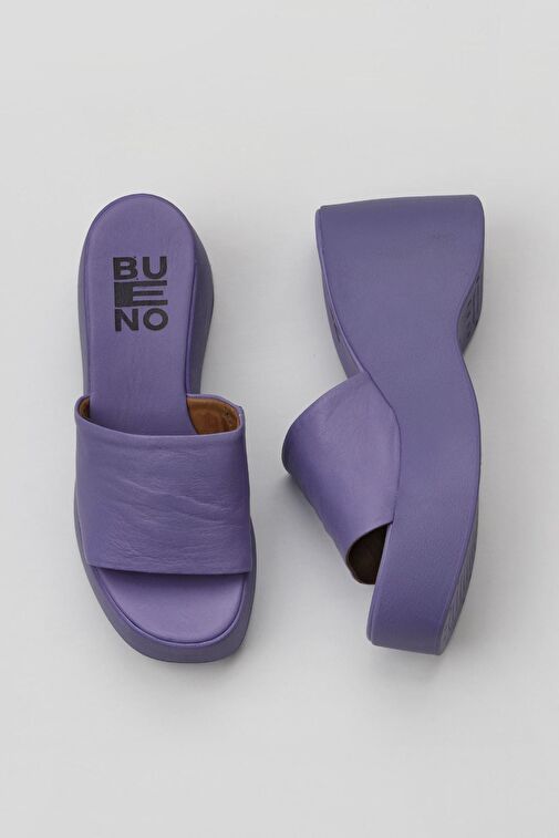 Bueno Shoes Lila Deri Kadın Dolgu Topuklu Terlik 01wy9000 - Görsel 2