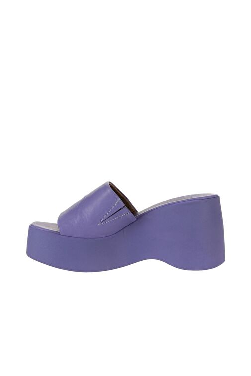 Bueno Shoes Lila Deri Kadın Dolgu Topuklu Terlik 01wy9000 - Görsel 5