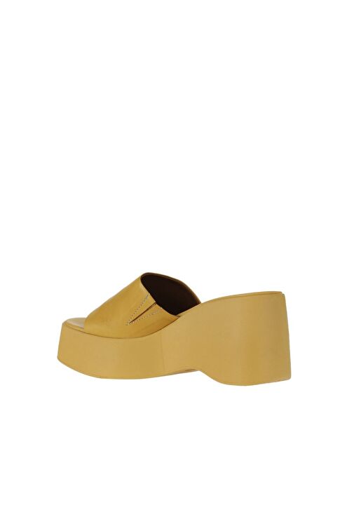 Bueno Shoes Sarı Deri Kadın Dolgu Topuklu Terlik 01wy9000 - Görsel 6