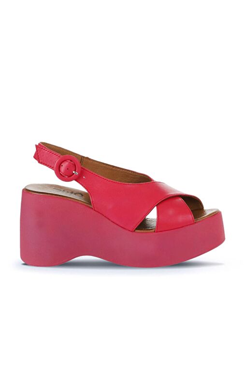 Bueno Shoes Fuşya Deri Kadın Dolgu Topuklu Sandalet 01wy9007 - Görsel 3