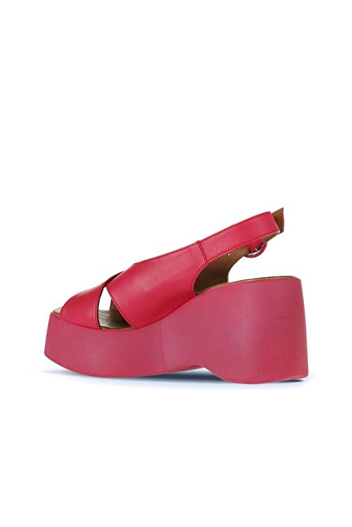 Bueno Shoes Fuşya Deri Kadın Dolgu Topuklu Sandalet 01wy9007 - Görsel 6