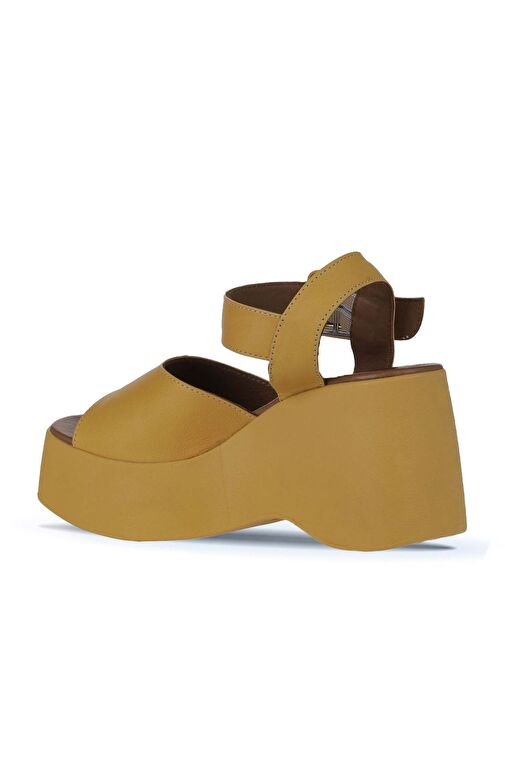 Bueno Shoes Sarı Deri Kadın Dolgu Topuklu Ayakkabı 01wy9009 - Görsel 6