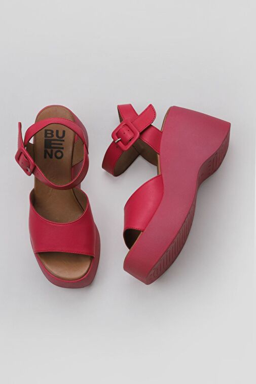 Bueno Shoes Fuşya Deri Kadın Dolgu Topuklu Ayakkabı 01wy9009 - Görsel 3