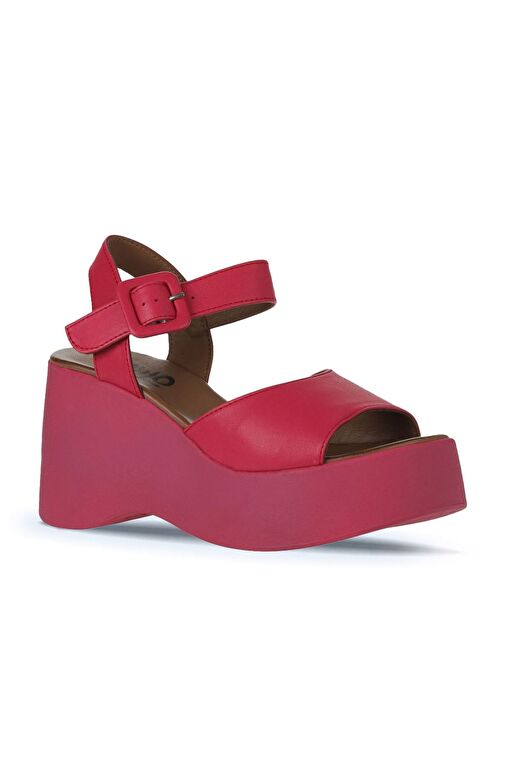 Bueno Shoes Fuşya Deri Kadın Dolgu Topuklu Ayakkabı 01wy9009 - Görsel 4