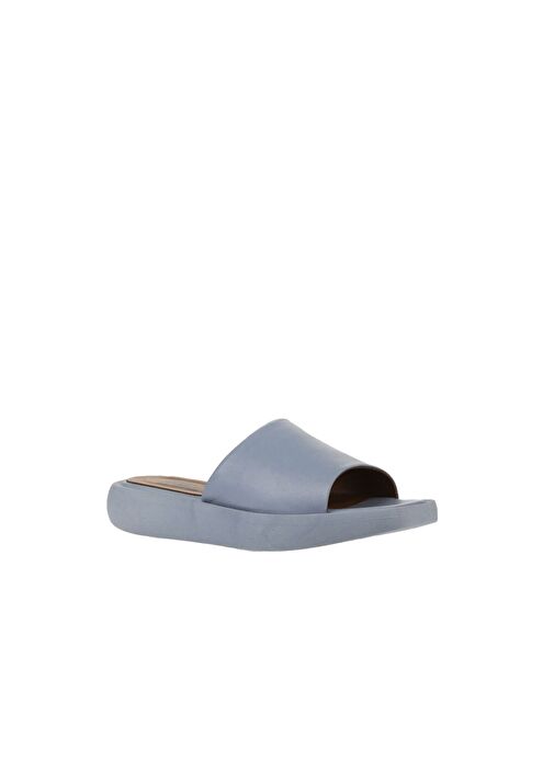 Bueno Shoes Mavi Deri Kadın Dolgu Topuklu Terlik 01wy1000 - Görsel 10