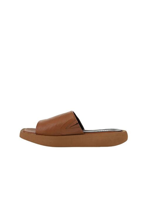 Bueno Shoes Taba Koyu Deri Kadın Dolgu Topuklu Terlik 01wy1000 - Görsel 5