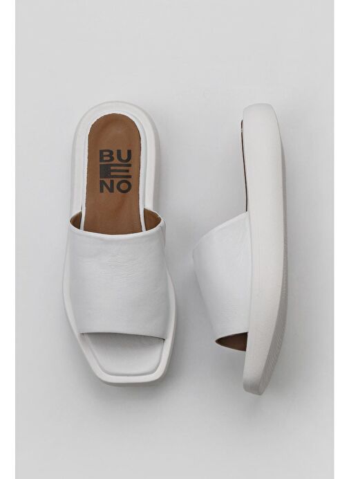 Bueno Shoes Beyaz Deri Kadın Dolgu Topuklu Terlik 01wy1000 - Görsel 2