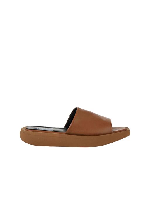 Bueno Shoes Taba Koyu Deri Kadın Dolgu Topuklu Terlik 01wy1000 - Görsel 8